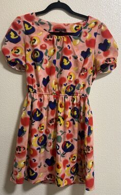 Abstract floral Mini Dress Art To Wear Eclectic Festival Girly Women’s Size M